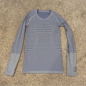 lululemon athletica Blue Striped Long Sleeve Tee size 4